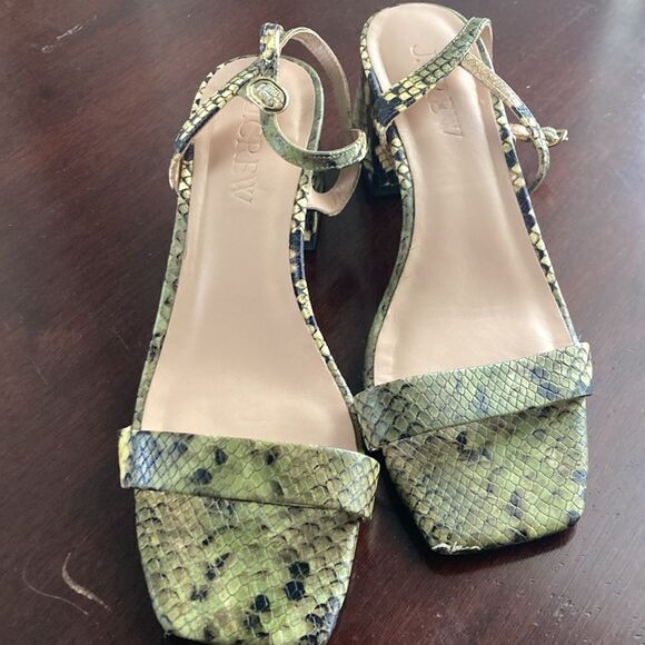 J.Crew Layne ankle-strap heels in snake embossed leather - Picture 2 of 4